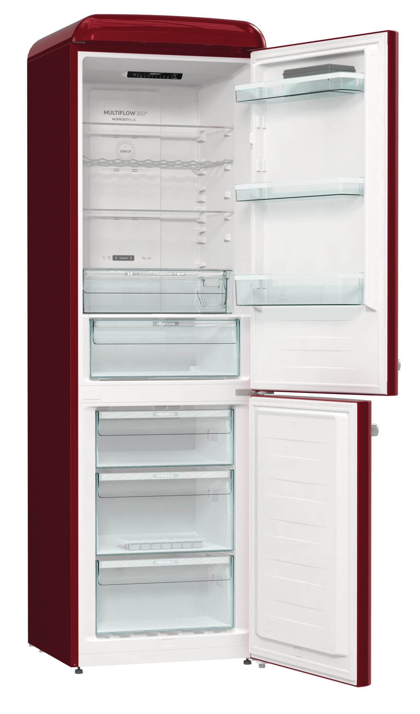 GORENJE ONRK619DR Gorenje Retro Collection Kühlgefrierkombination (D, 300 l, 1940 mm hoch, Bordo)