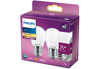 PHILIPS Ledlamp 2-pack 2.2 W - 25 W E27 Warmwit Kaarslamp/Kogellamp