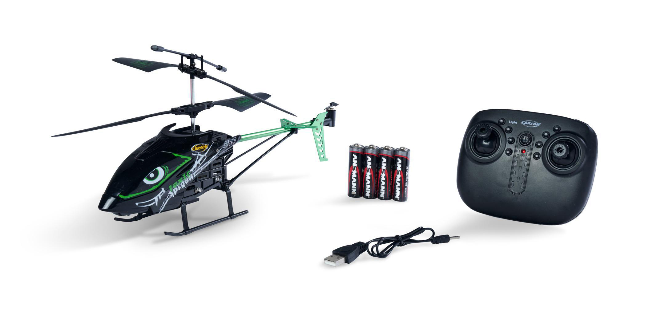 CARSON Toxic Spider 340 100% RTF, ferngesteuerter Helikopter R/C Spielzeughelikopter, Grün