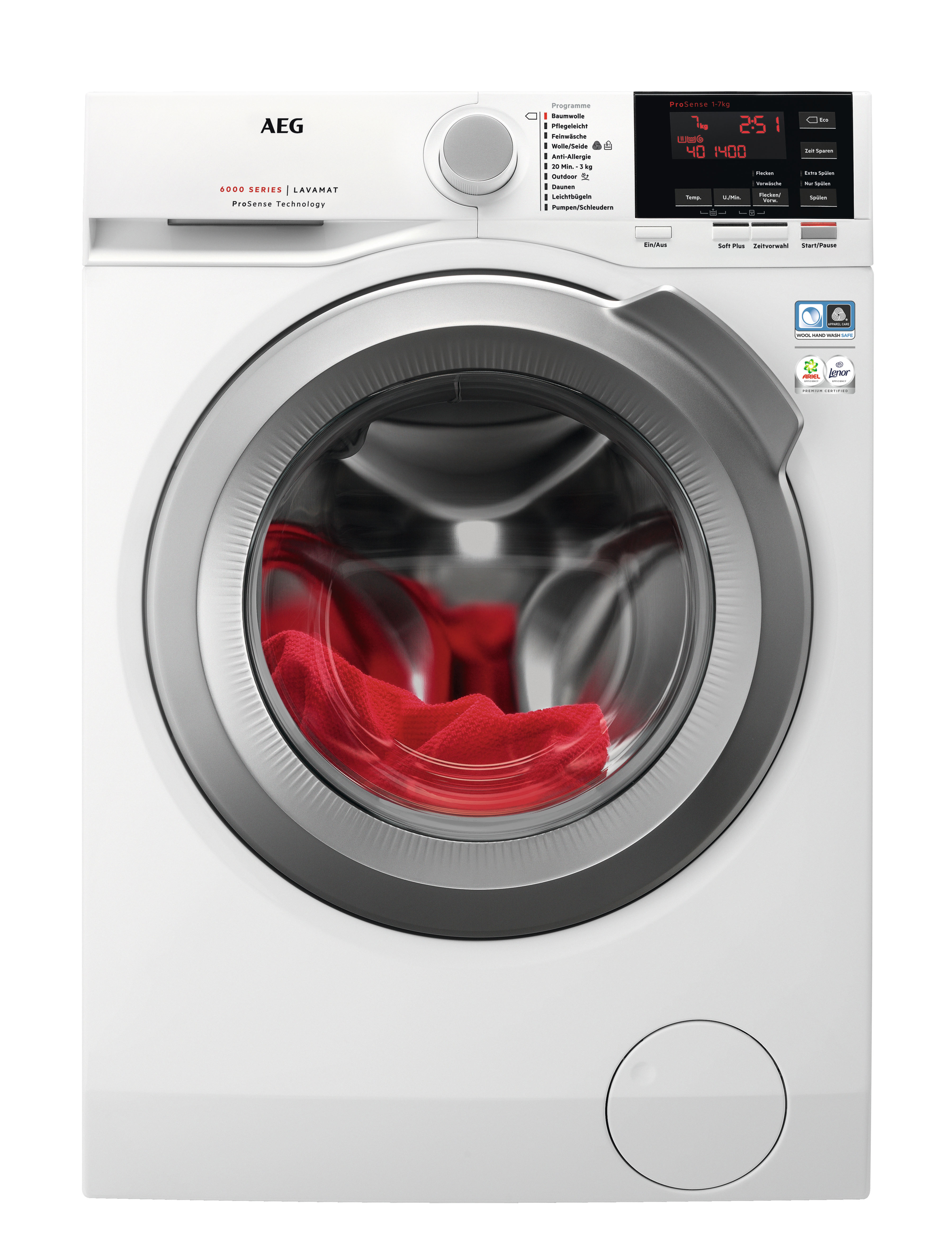 AEG L6FB64470 Serie 6000 mit C, U/Min., (7,0 ProSense kg, Waschmaschine Mengenautomatik Ja) 1351