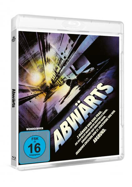 Blu-ray-Filmhülle mit dem Titel "Abwärts". Das Cover zeigt eine stürzende Person.
