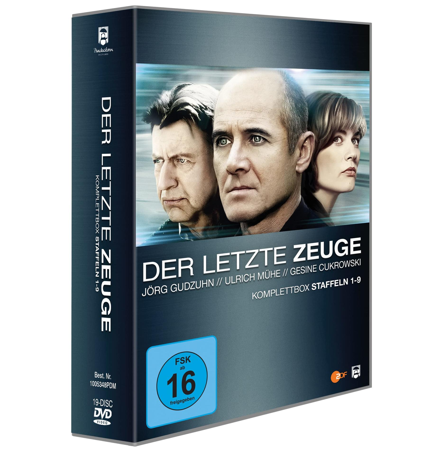 DVD-Boxset für 'Der Letzte Zeuge' mit drei Schauspielern und Titeltext.