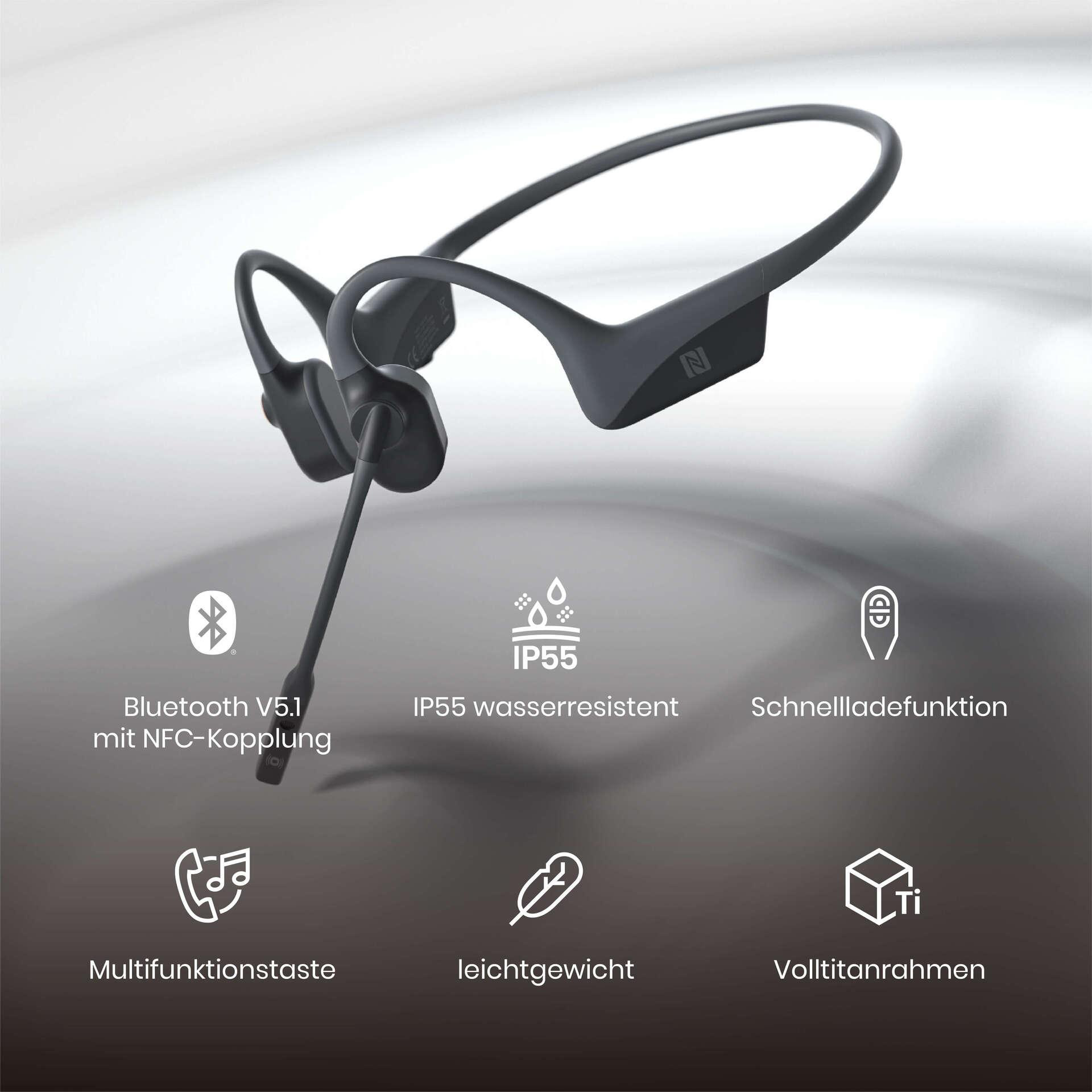 SHOKZ OpenComm, Open-ear Kopfhörer Bluetooth Schwarz