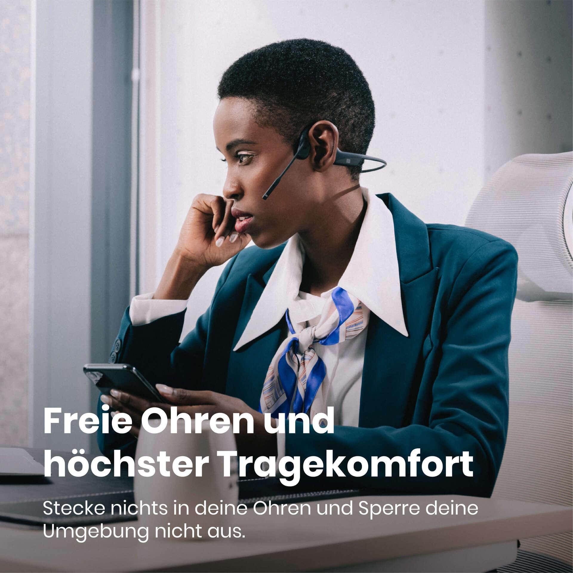 SHOKZ OpenComm, Open-ear Kopfhörer Bluetooth Schwarz