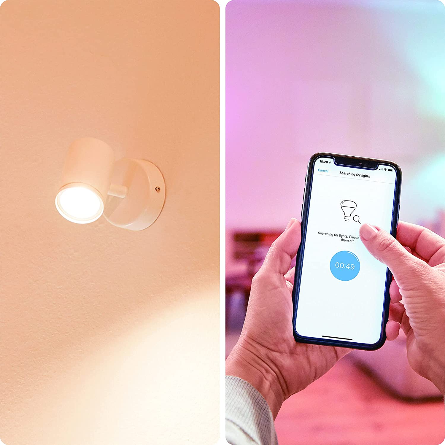 Lámpara - WiZ Imageo Spots 1, Inteligente, Conexión Plug & Play, Luz blanca fría/ cálida, WiFi, BT, Blanco