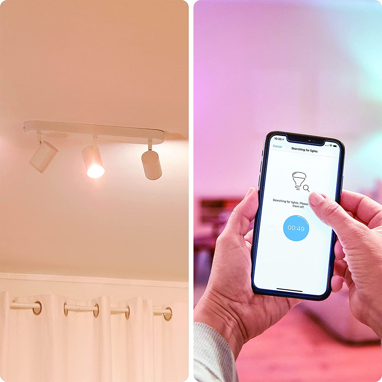 Lámpara - WiZ Imageo Spots 3, Inteligente, Luz blanca fría/ cálida, WiFi, Bluetooth, 3 bombillas, Blanco