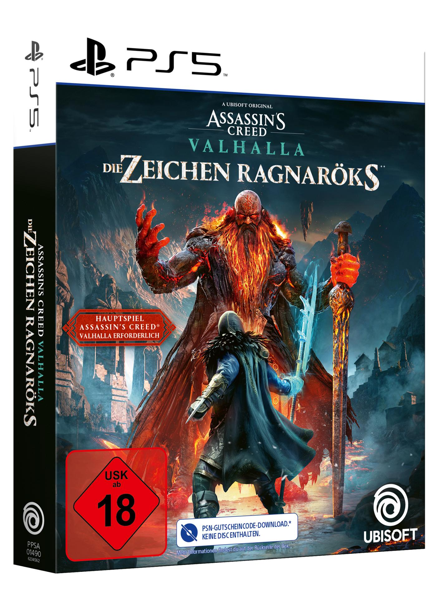 Assassin's Creed Valhalla PS5 Spielbox mit einer Wikinger-Szene.