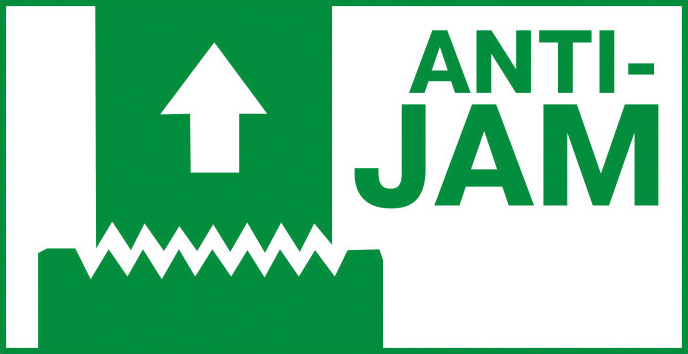 Egy zöld-fehér tábla egy felfelé mutató fehér nyíllal és az 'ANTI-JAM' szöveggel.