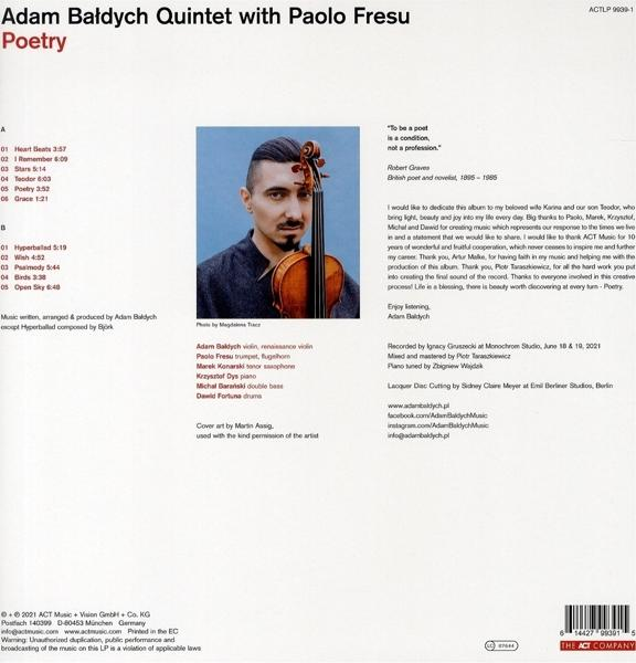 Baldych,Adam Qunitet/Fresu,Paolo - Poetry  - (LP + Download)