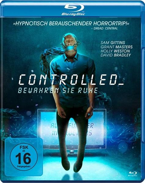Ein Blu-ray-Disc-Cover mit einem Mann in einer blauen Blase, mit Text und Lichtern.