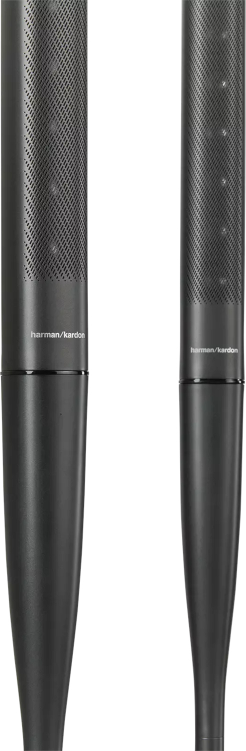 Twee zwarte Harman Kardon soundbars.