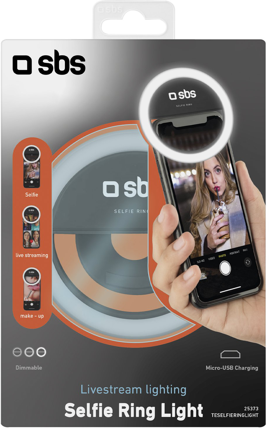 SBS Selfie Ring Light voor Smartphone (TESELFIERINGLIGHT)