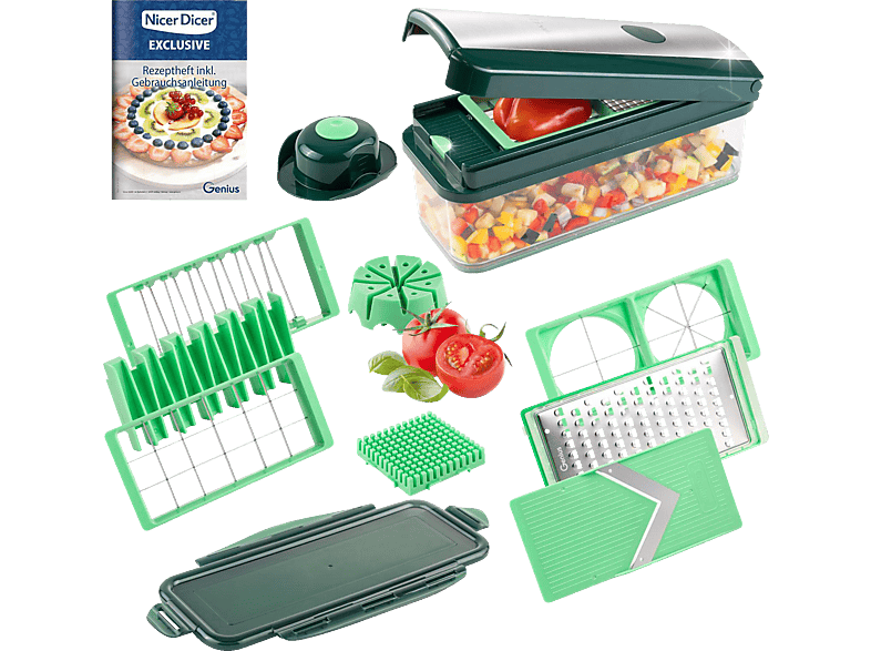 Exclusive Dicer Nicer 15-tlg. GENIUS Multifunktionsschneider Set Grün