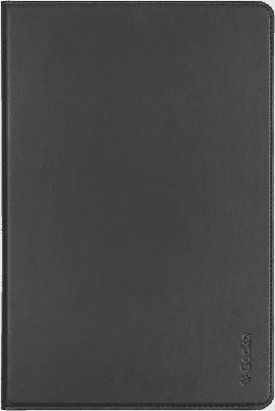 A black tablet case. The case is closed and has a Gecko logo in the bottom right corner.