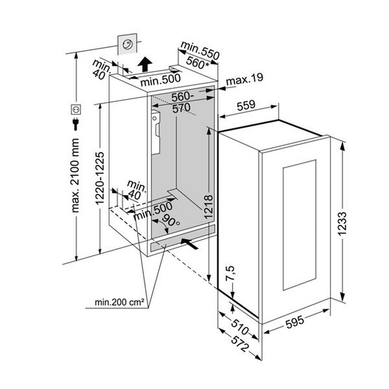 Vinoteca - Liebherr EWTgb 2383, Enfriamiento por circulación de aire, 51 botellas, 169 l, 31 dB, Cristal Negro
