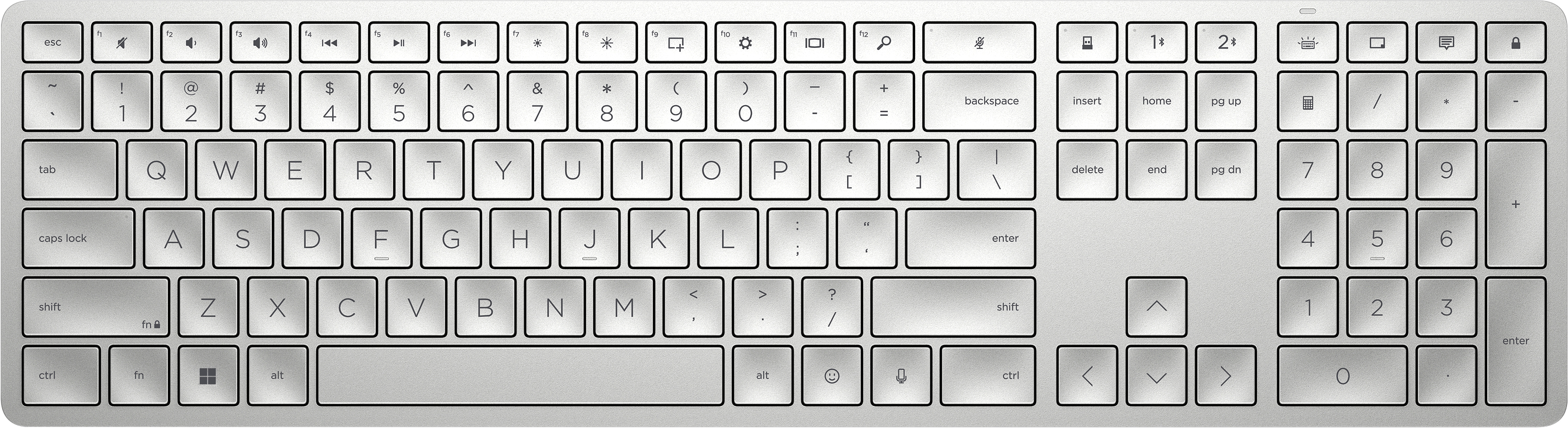 Teclado - Teclado inalámbrico programable HP 970, 3Z729AA, USB e Inalámbrico, Retroiluminación, Plata
