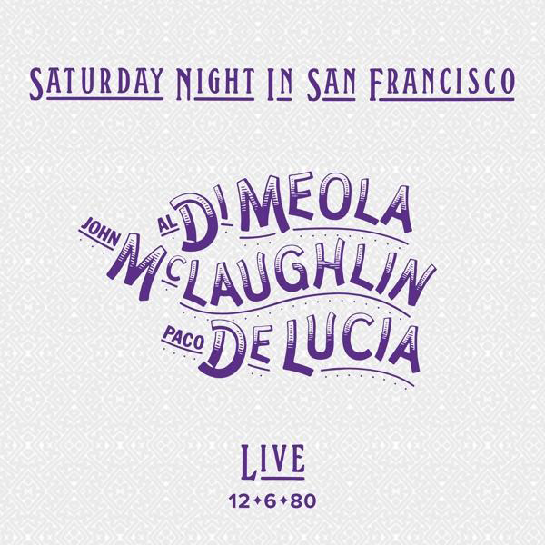 Albumcover. Lila Text auf cremefarbenem Hintergrund. Titel: Saturday Night in San Francisco.