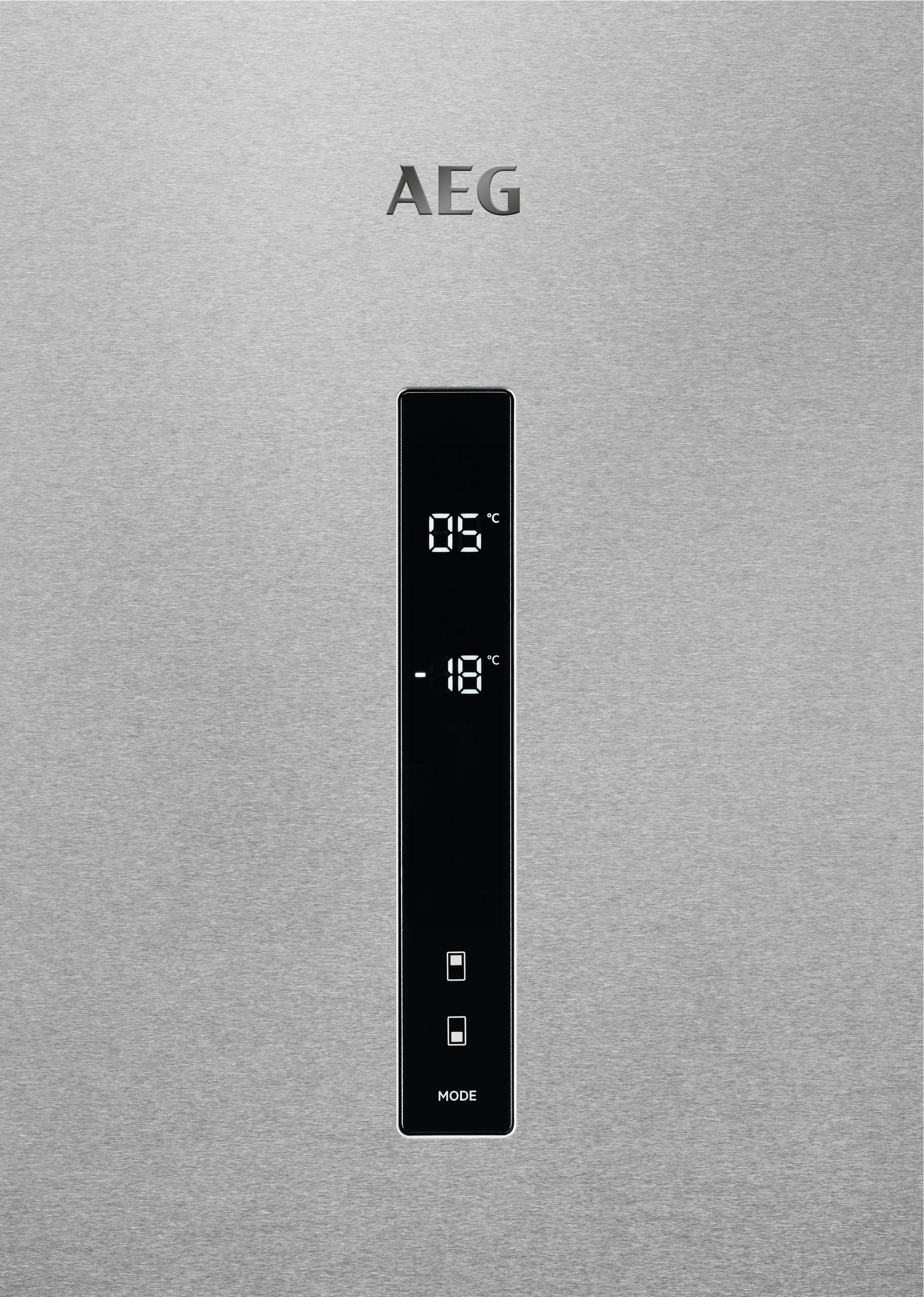 AEG RCB736D5MX Kühlgefrierkombination (D, 366 l, 2010 mm hoch, Edelstahl/Grau)