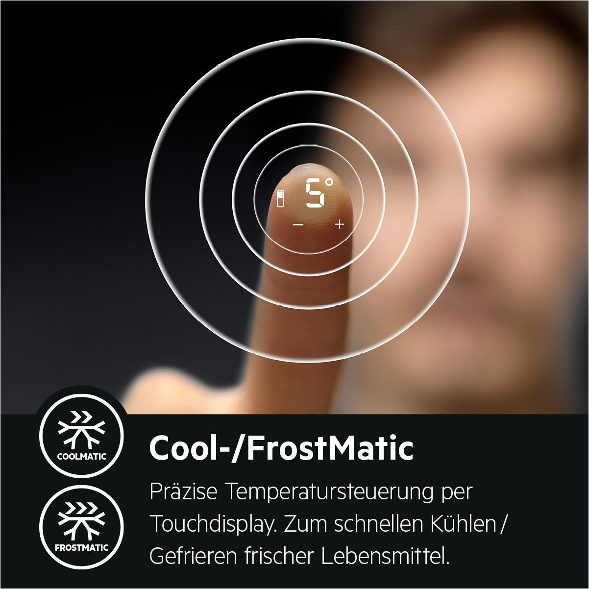 200 Kühlgefrierkombination Edelstahl/Grau) AEG (D, hoch, mm 2010 kWh, RCB736D5MX