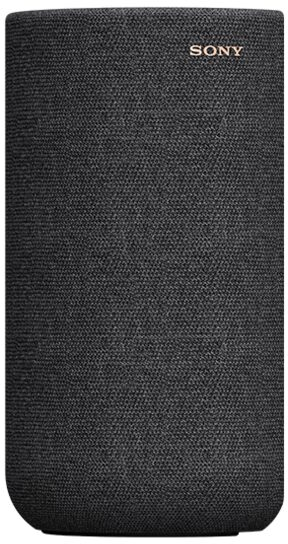 Haut-parleur noir avec 'SONY' en haut. Le haut-parleur est texturé et de forme cylindrique.