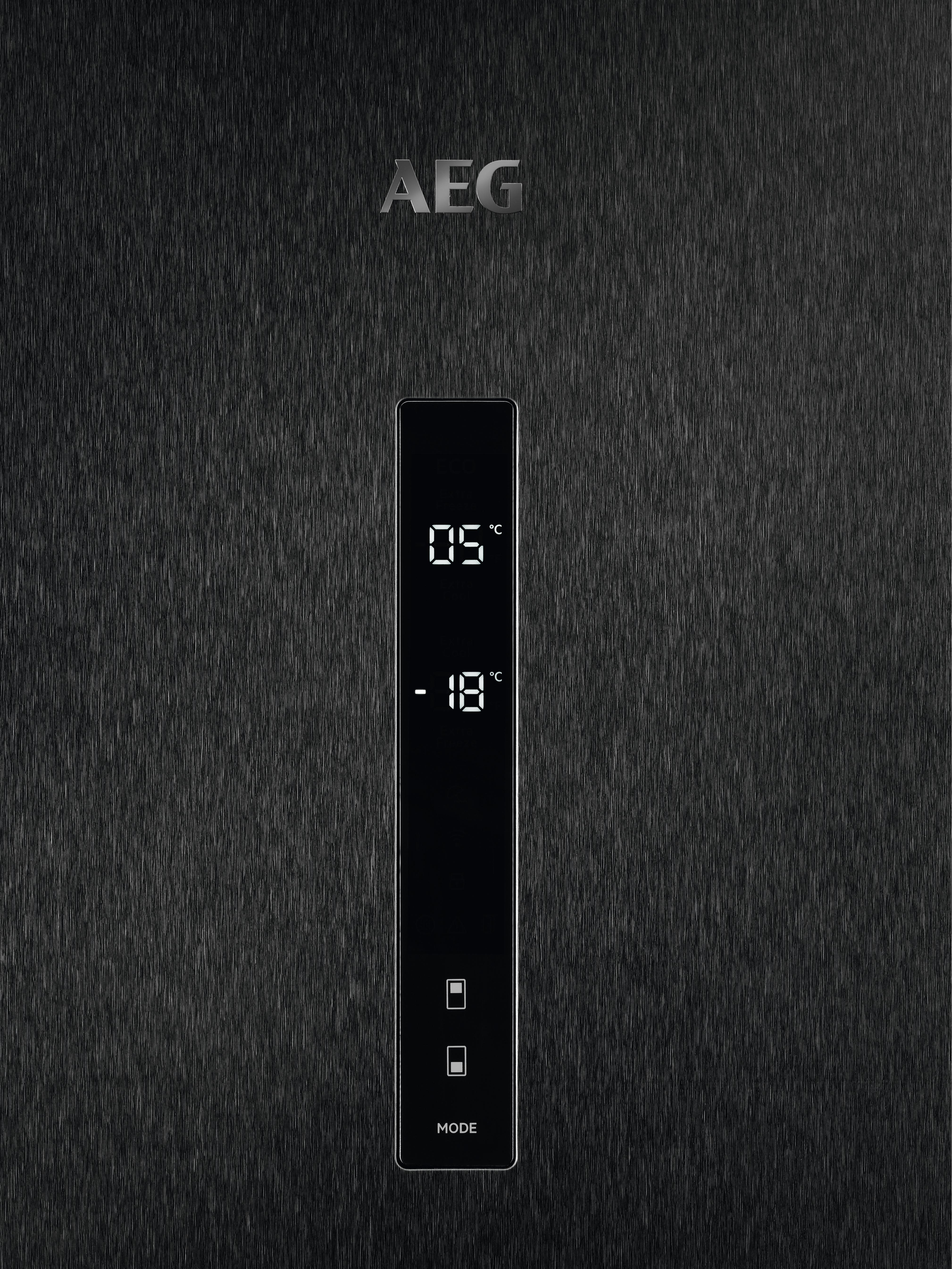 AEG RCB736D5MB Kühlgefrierkombination (D, 366 l, 2010 mm hoch, Black Stainless Steel/Dunklegrau)