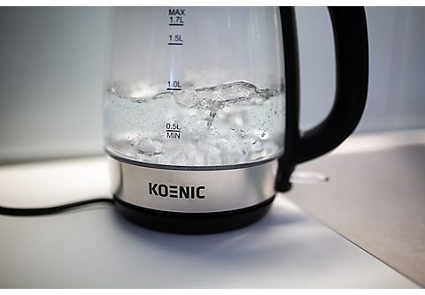 Hervidor de agua - Koenic KWK 2220, 1.7l, 2200W, Vidrio, Inox