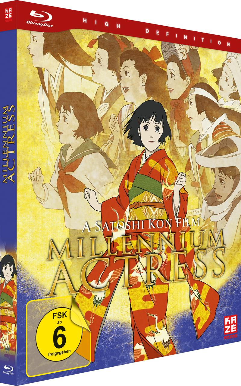 Blu-ray-Filmcover mit Anime-Frau im Kimono. Titel: Millennium Actress.