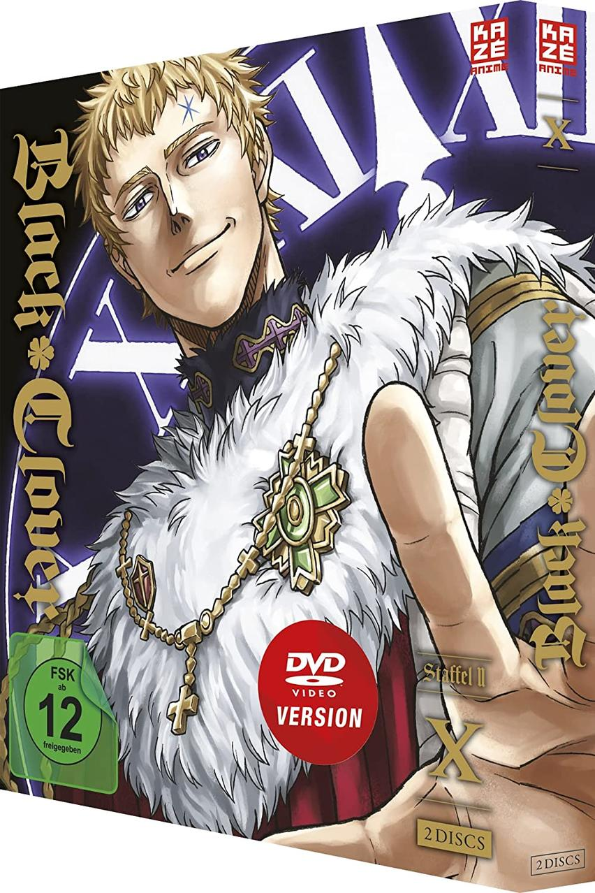 DVD-Box von Black Clover Manga. Zeigt einen blonden Mann mit Halskette und Logo.