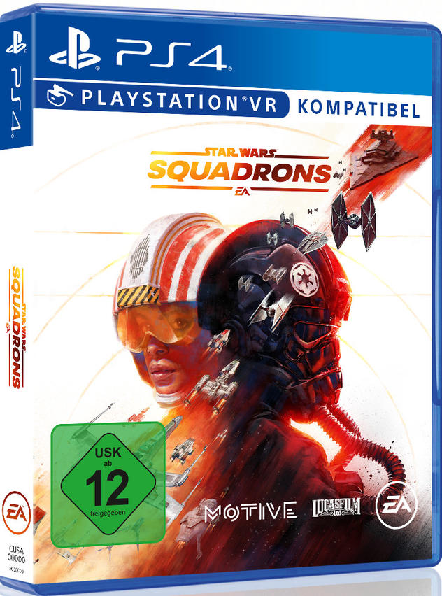 Spielbox mit Kampfpilotenhelmen und Raumschiffen. Rotes und blaues Farbschema.