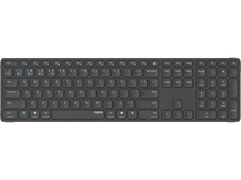 RAPOO E9800M, Tastatur, Dunkelgrau kabellos, Scissor, Sonstiges