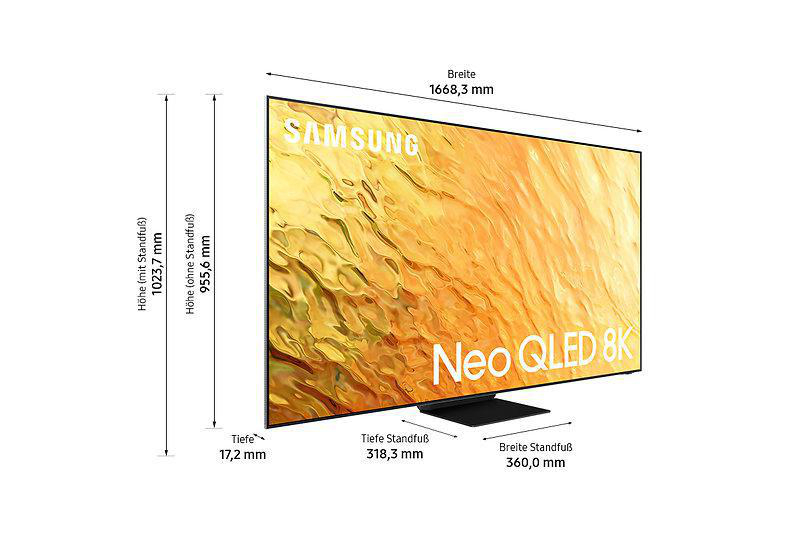 Gaming GQ75QN800B TV, QLED UHD 189 SAMSUNG SMART mit cm, TV 75 Hub) Neo Tizen™ (Flat, Zoll 8K, /