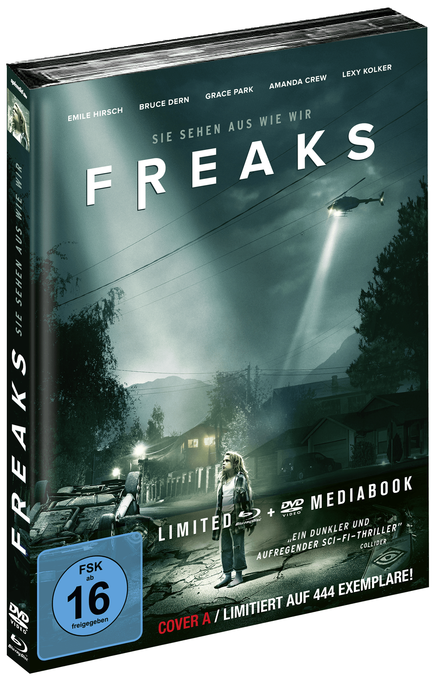 DVD-Box-Set für den Film Freaks. Das Cover zeigt eine Szene des Films mit einem Hubschrauber und einem Mädchen.