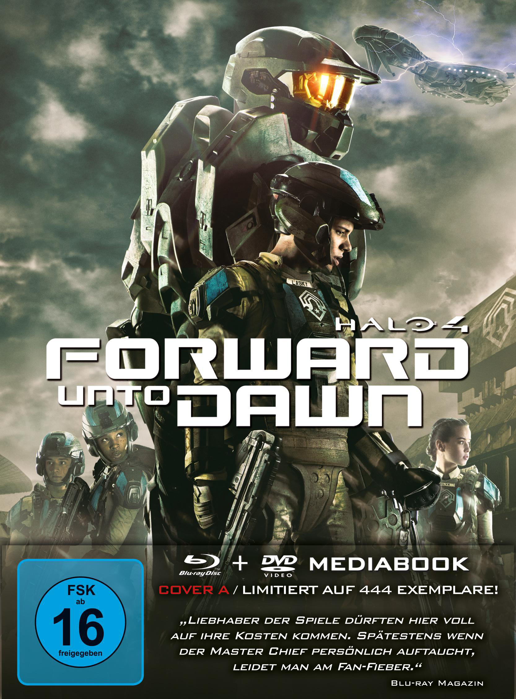 Filmcover von Halo 4: Forward Unto Dawn. Soldaten in Rüstung sind sichtbar.