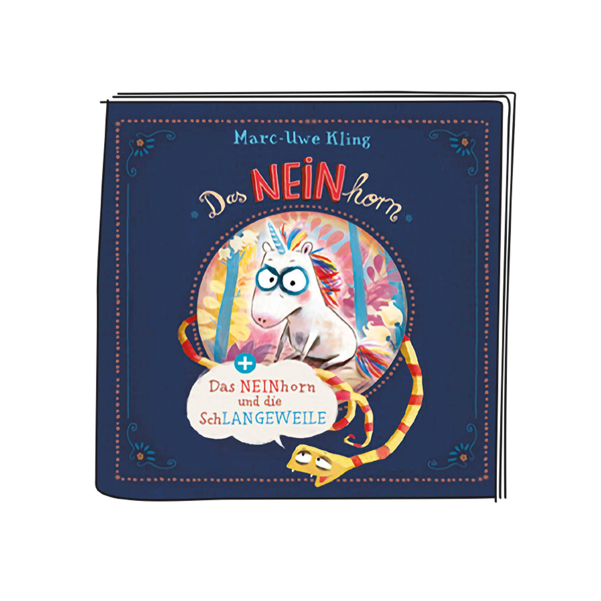 Ein Buchcover mit einem Einhorn-Cartoon und dem Titel 'Das NEINhorn'.