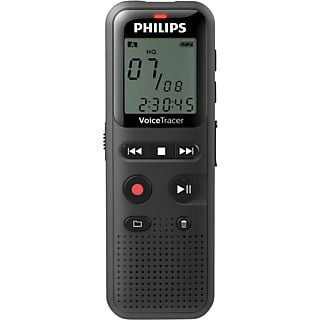 Grabadora de voz - Philips VoiceTracer DVT1160, 8 GB Flash NAND, 1.29" LCD,  USB, 1 canal, Altavoz, Negro