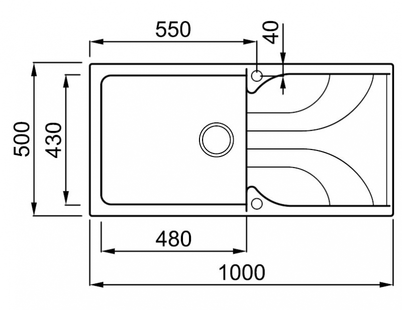 ELLECI Ego 480 G59 Antracite gránit mosogatótálca, 1 medence csepegtetővel