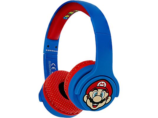 OTL TECHNOLOGIES Super Mario Kids - Cuffie Bluetooth (On-ear, Blu/rosso)