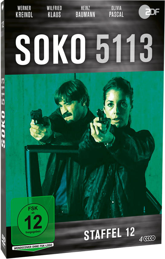 Eine DVD-Hülle mit zwei Personen, die Waffen halten. Der Titel lautet SOKO 5113. Der Hintergrund ist grün.