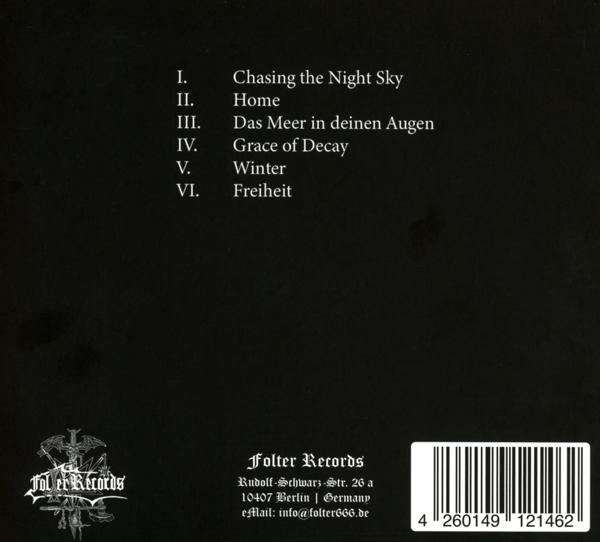 Albumcover mit Titelliste, Folter Records Logo und Barcode.