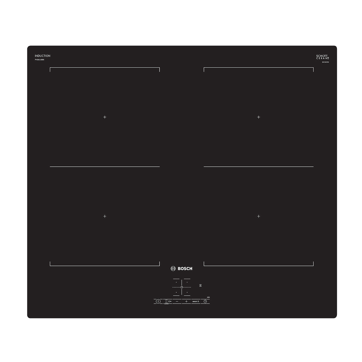 Piano Cottura A Induzione Bosch Pvq611Bb6E, 4 zone cottura, 59,2 cm x 52,2