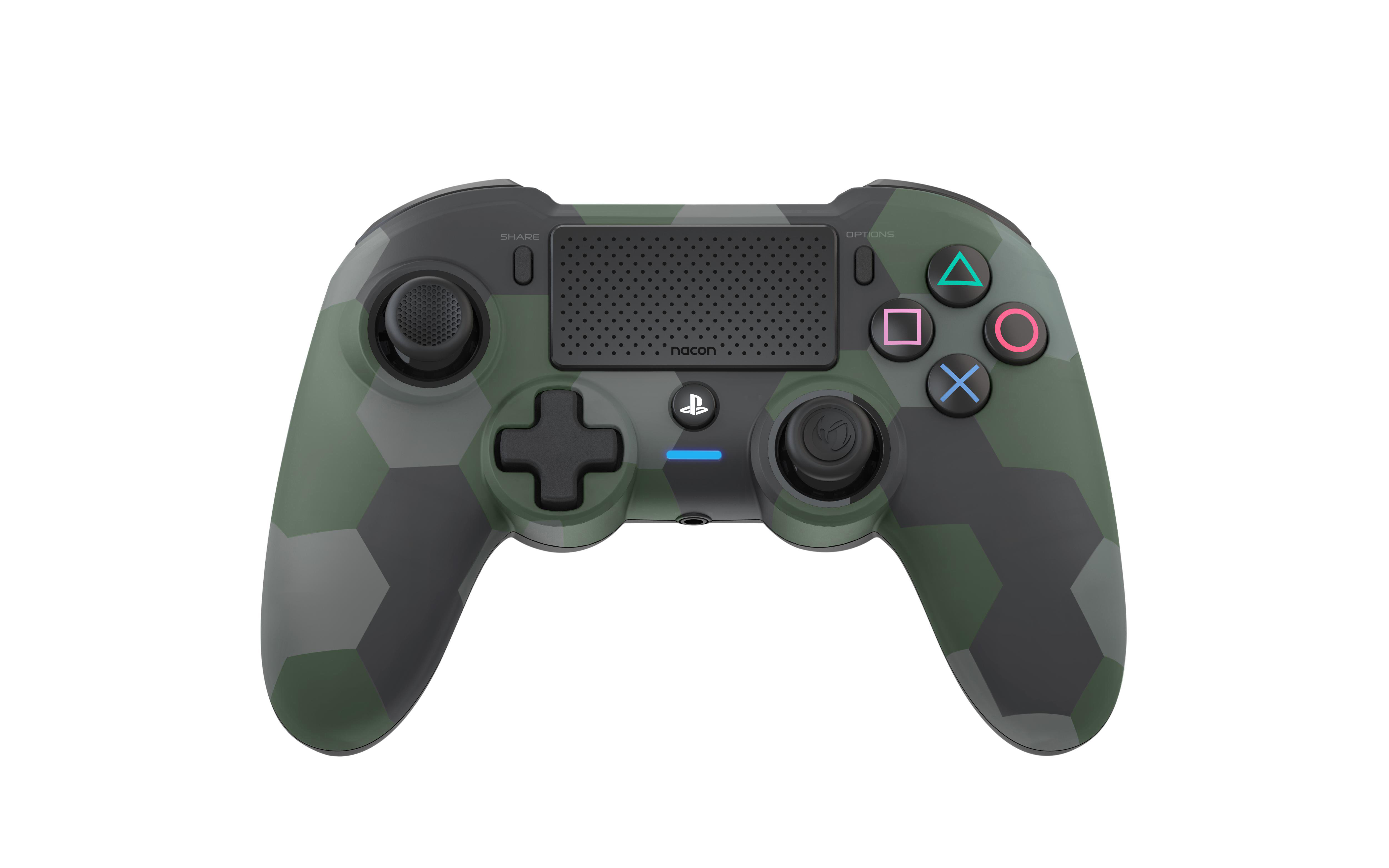 NACON PS4 CONTROLLER (OFF. GRÜN Wireless LIZENZ) Asymmetrischer CAMO Camouflage/Grün