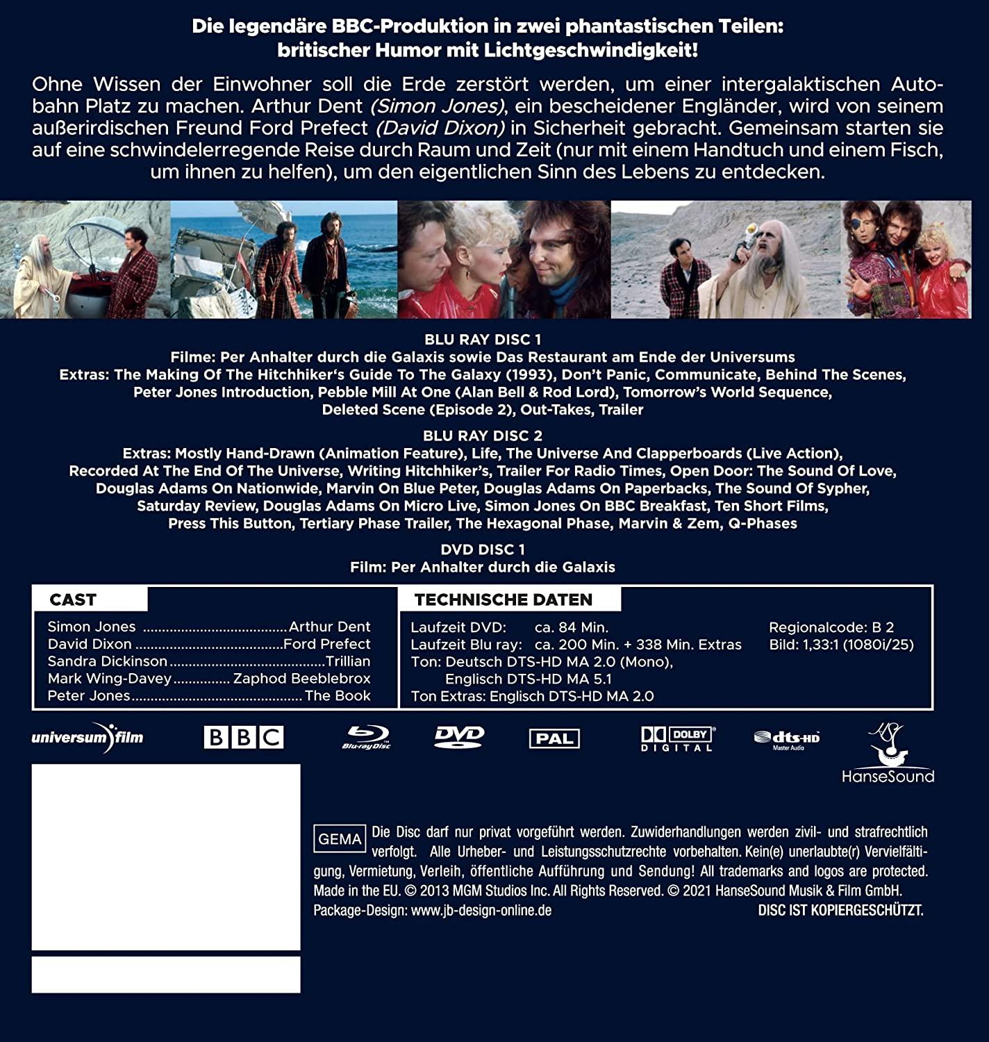 Per Anhalter durch die Galaxis & Das Restaurant am Ende des Universums - Mediabook - Cover A - Limited Edition auf 333 Stück (+ DVD) [2 BRs] Blu-ray + DVD
