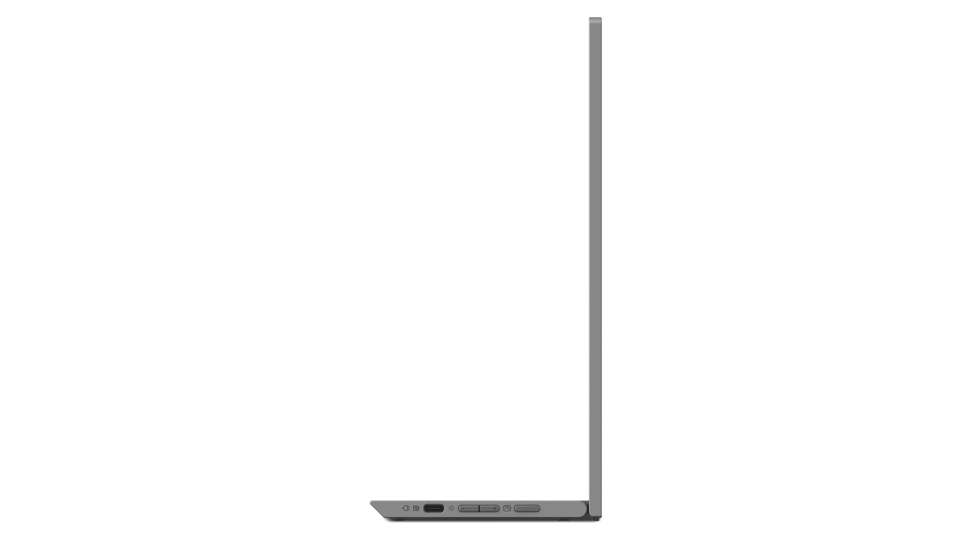 Side view of a silver laptop on a black background.