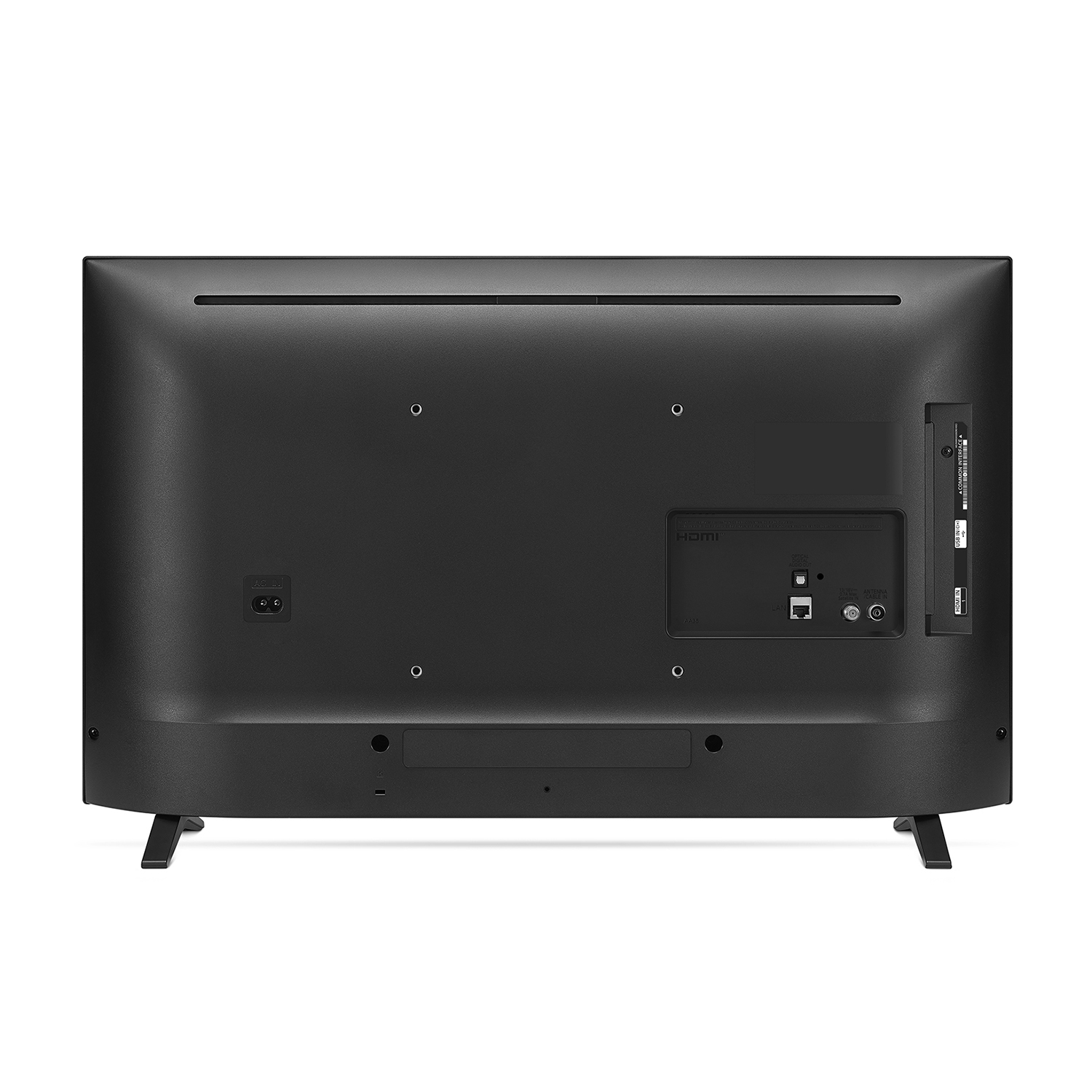 Retro di TV nero con porte e supporto.