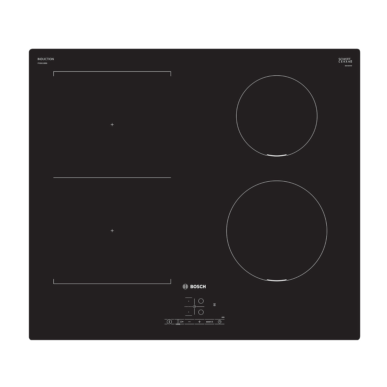 Piano Cottura A Induzione Bosch Pvs611Bb6E, 4 zone cottura, 59,2 cm x 52,2