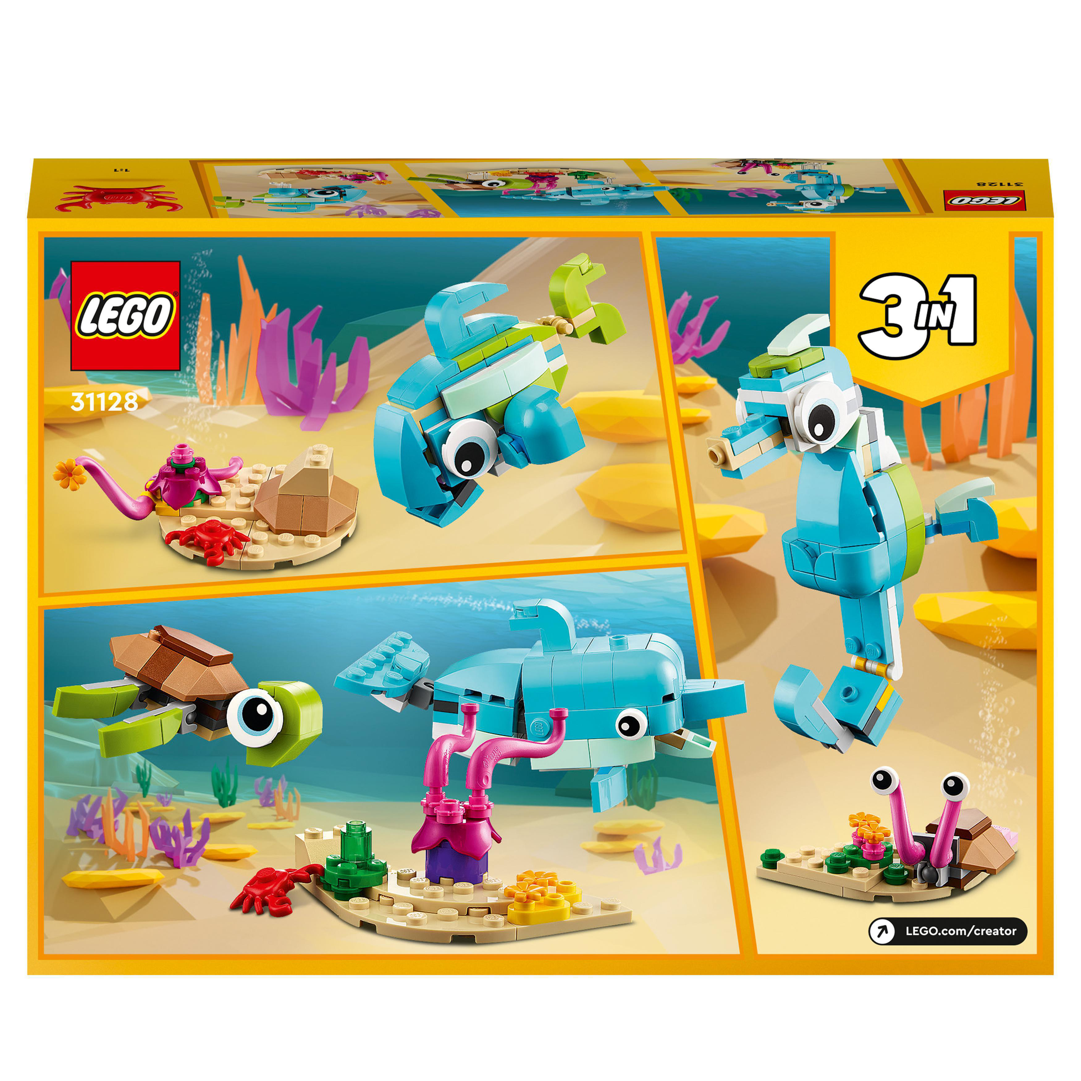 31128 Mehrfarbig Schildkröte Delfin Bausatz, Creator und LEGO