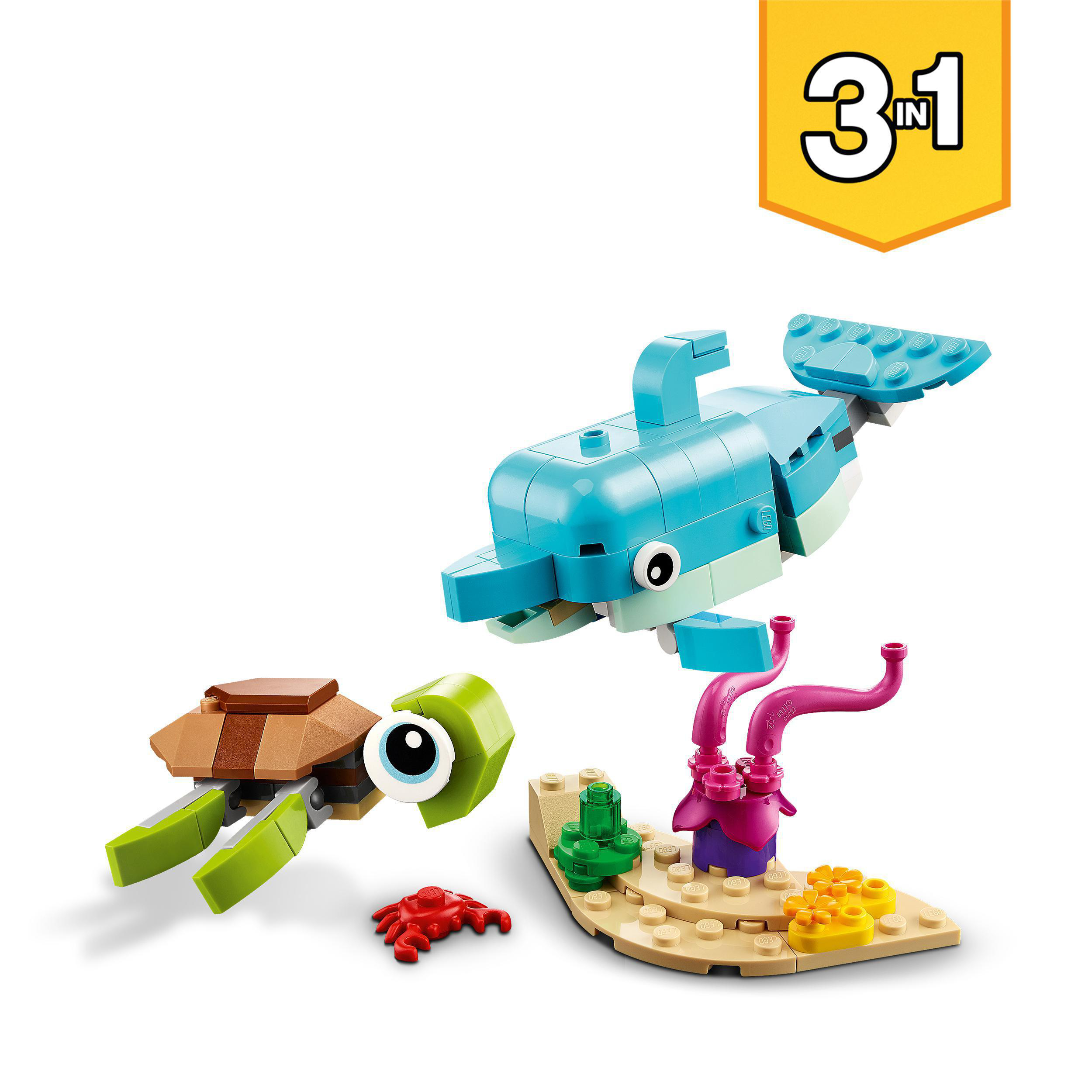 Bausatz, Schildkröte 31128 LEGO Creator Delfin Mehrfarbig und