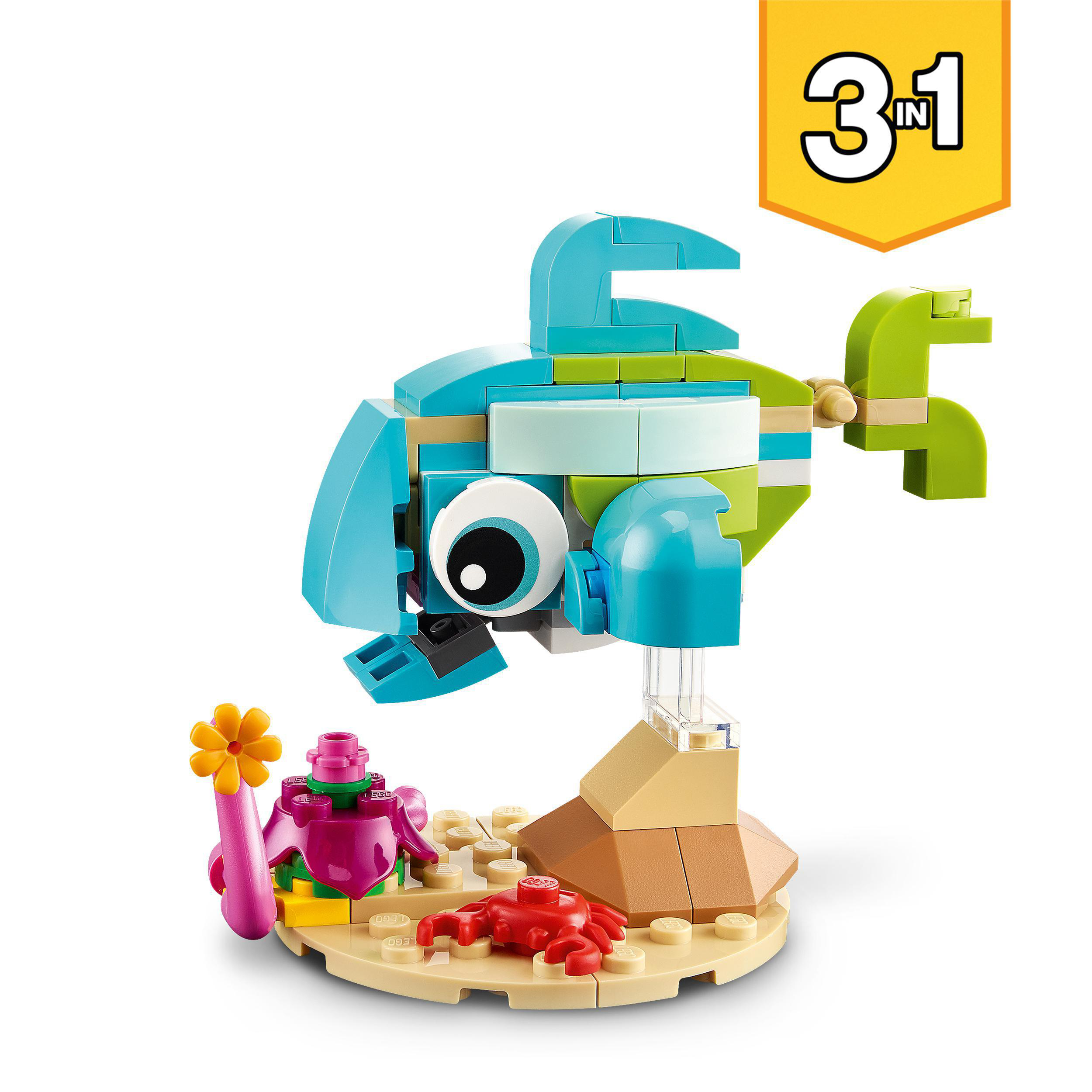 LEGO Creator 31128 Delfin Mehrfarbig Bausatz, Schildkröte und