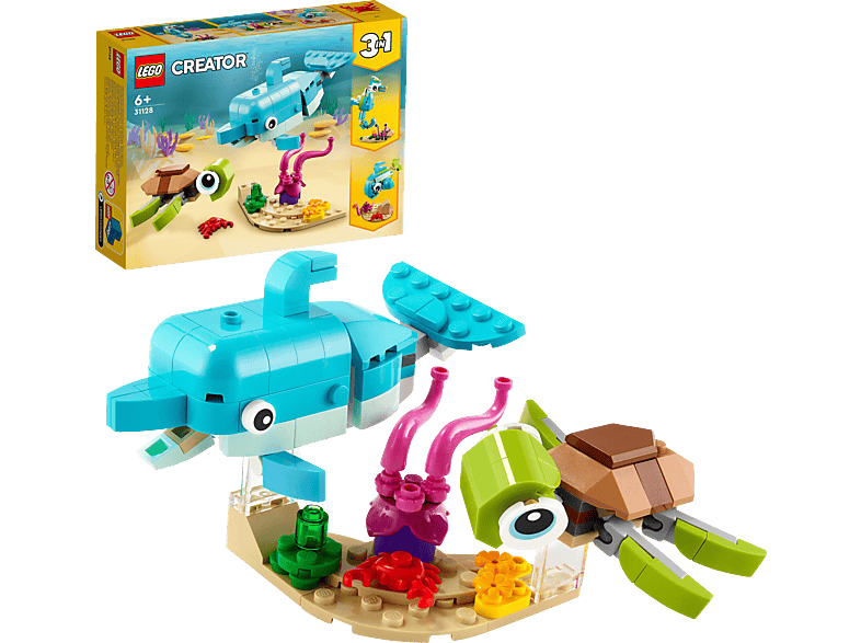 LEGO Creator 31128 Delfin und Schildkröte Bausatz, Mehrfarbig