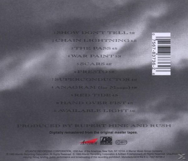 CD borító számlistával és kreditekkel, szürke háttér. Atlantic Records logó alul.